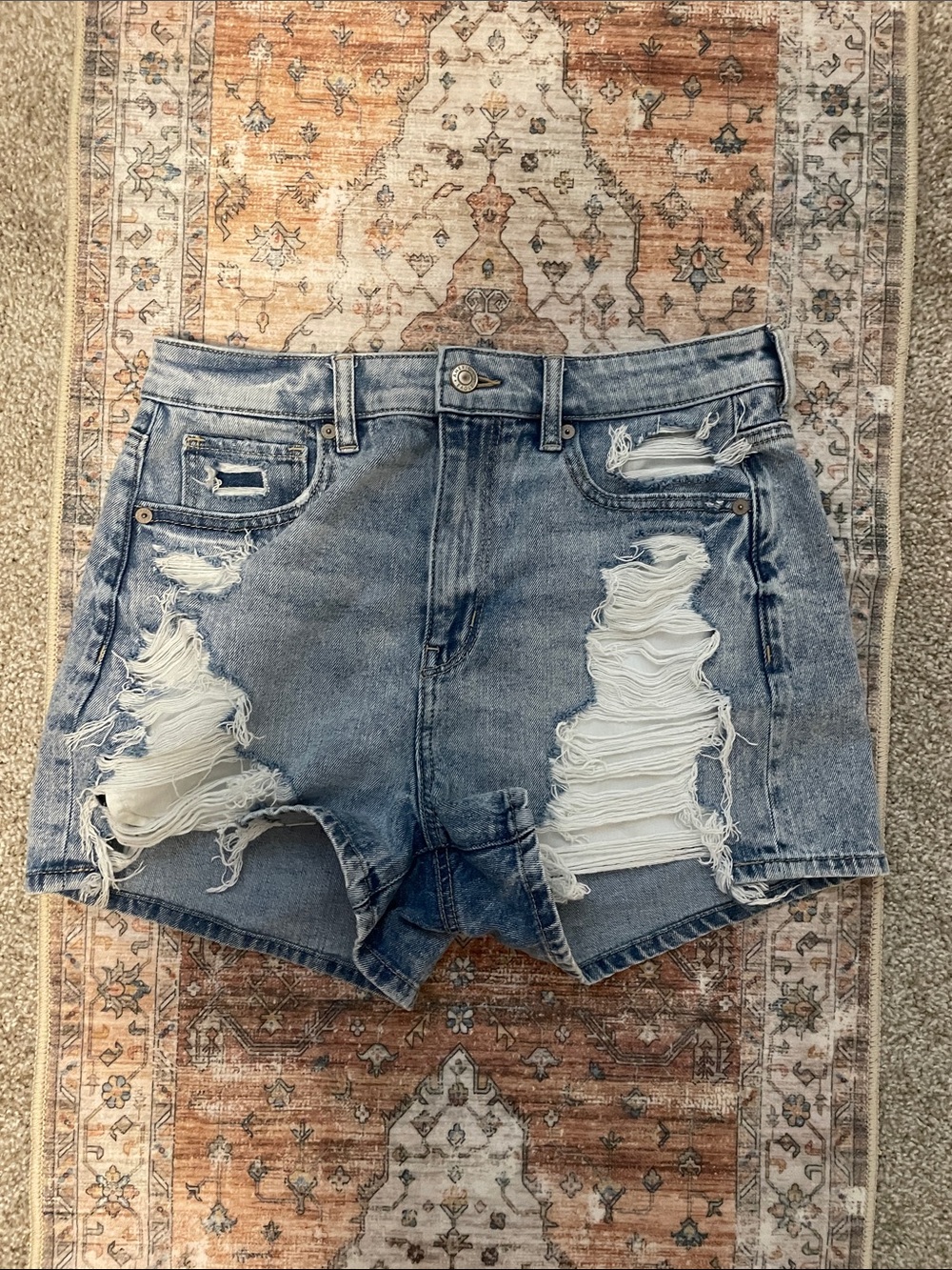 American Eagle Outfitters Distressed Light Blue Denim Shorts